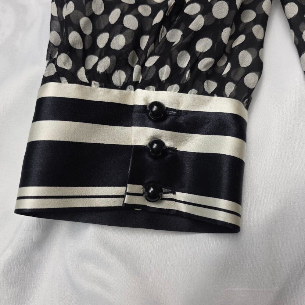 Milly of New York Black & White Polka Dot Sheer Blouse - Picture 3 of 4